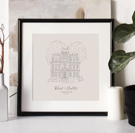 Hand Drawn Bespoke House Sketch,House Portrait, Housewarming Present