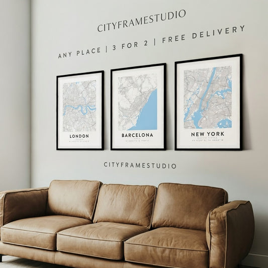 Personalized City Map Wall Art – Custom Map Prints (Buy 2 Get 1 Free) | Modern Home Decor