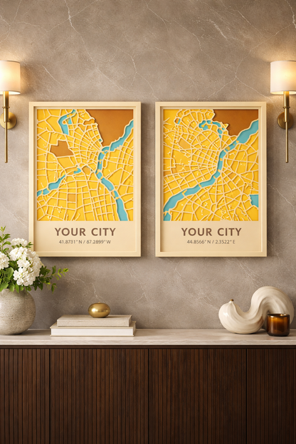 Personalized City Map Wall Art cityframestudio