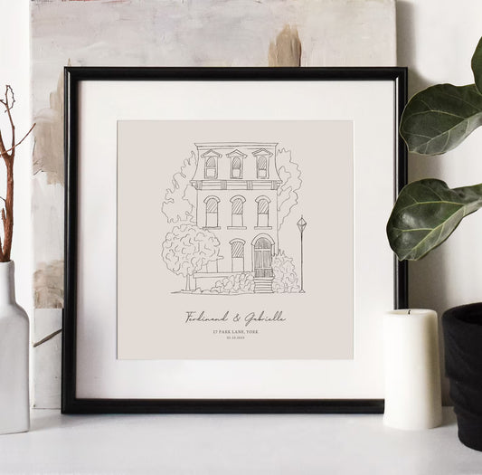 Hand Drawn Bespoke House Sketch,House Portrait, Housewarming Present
