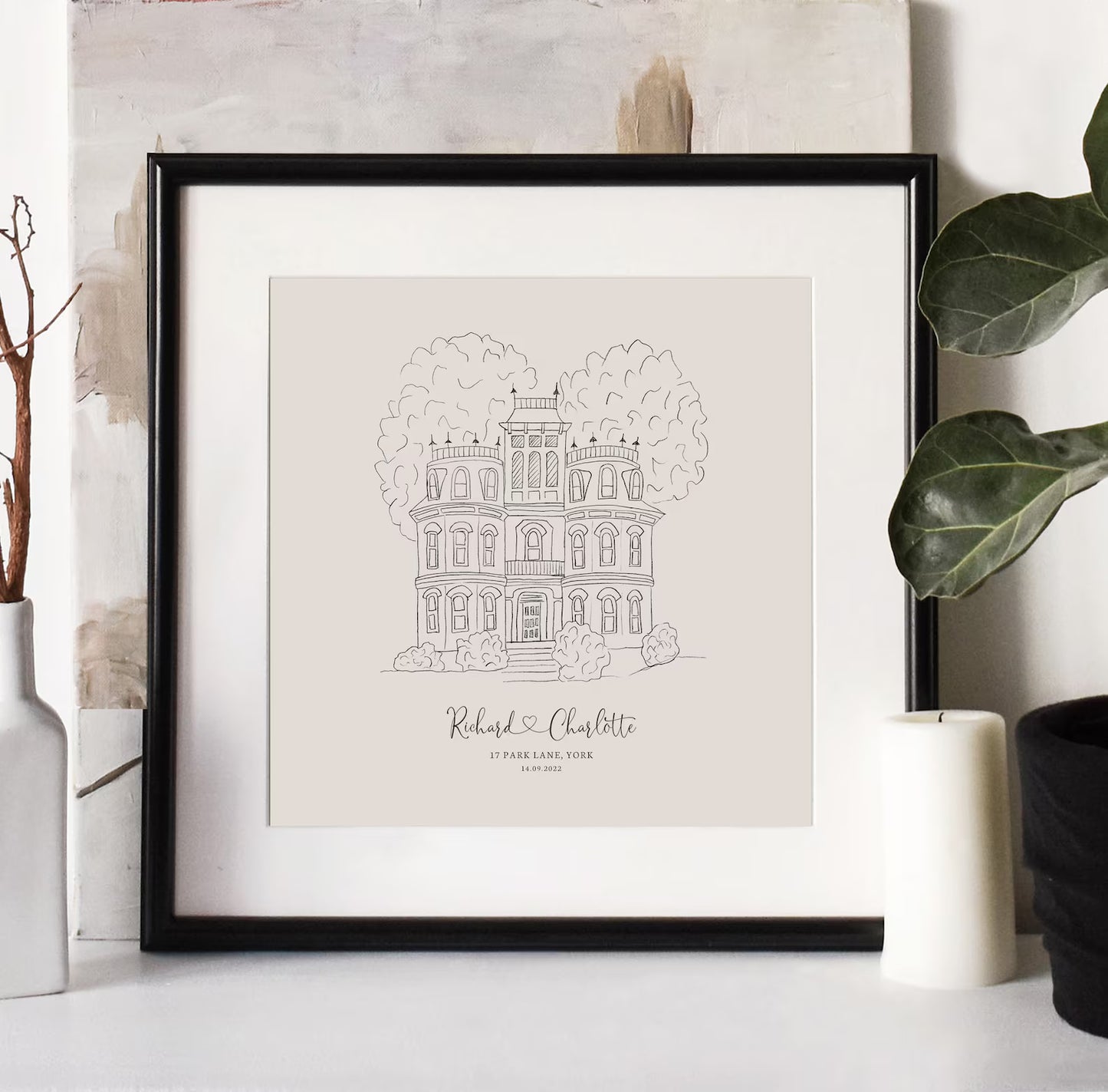 Hand Drawn Bespoke House Sketch,House Portrait, Housewarming Present