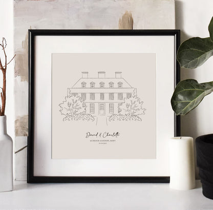 Hand Drawn Bespoke House Sketch,House Portrait, Housewarming Present