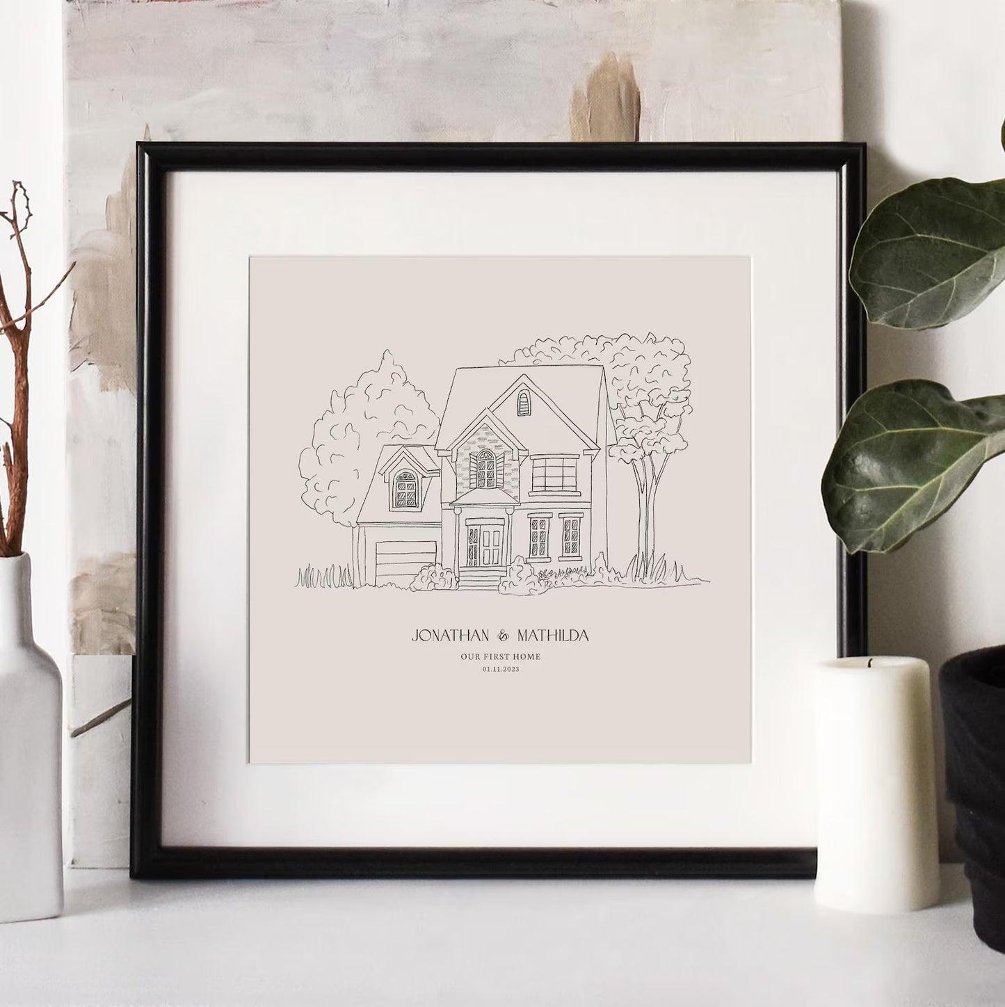 Hand Drawn Bespoke House Sketch,House Portrait, Housewarming Present