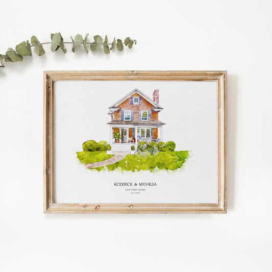 Personalized Watercolor House Portrait - Custom Home Illustration