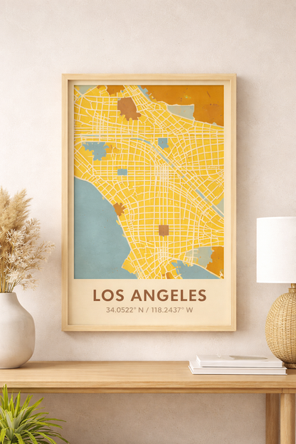 los angles city map art