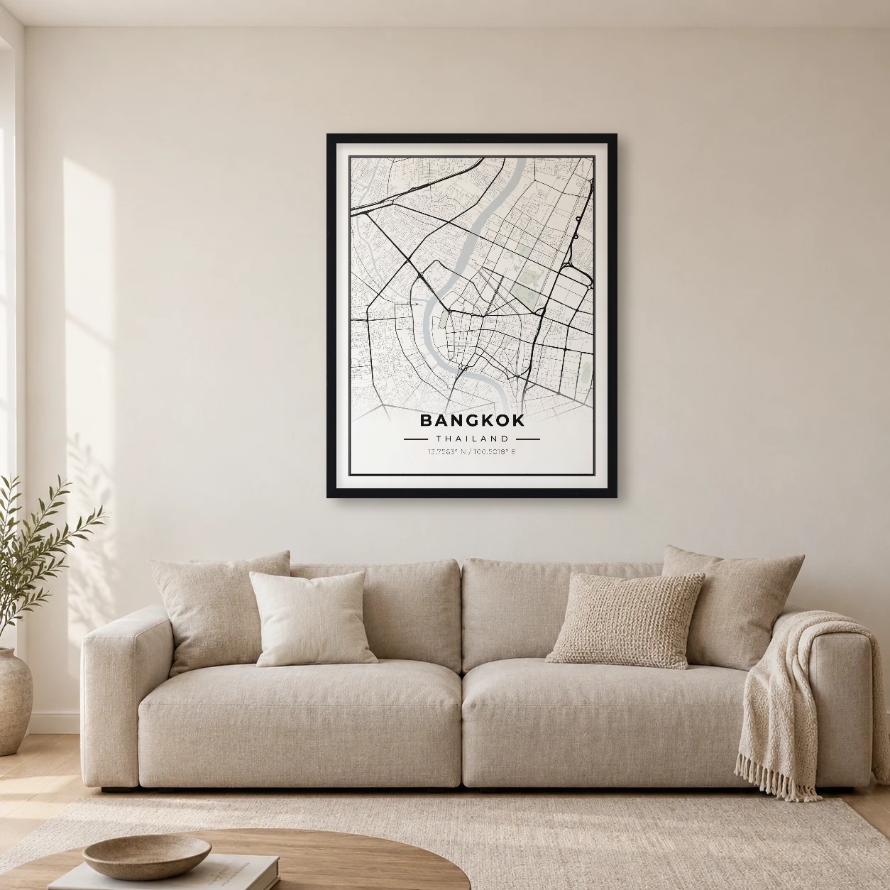 Bangkok Classic map print in a room