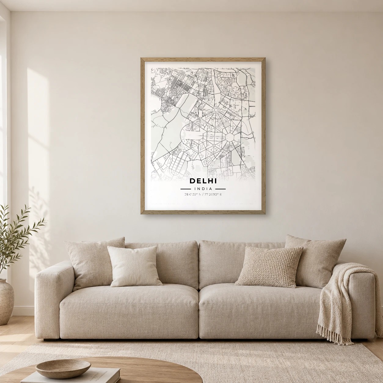 Delhi Atlas map print, framed city wall art