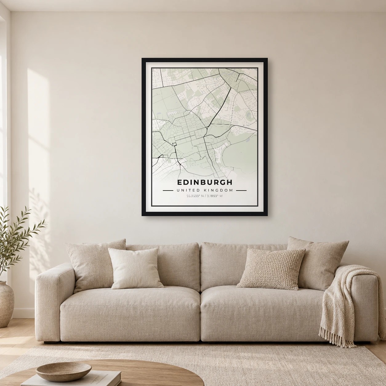 Edinburgh Classic map print in a room