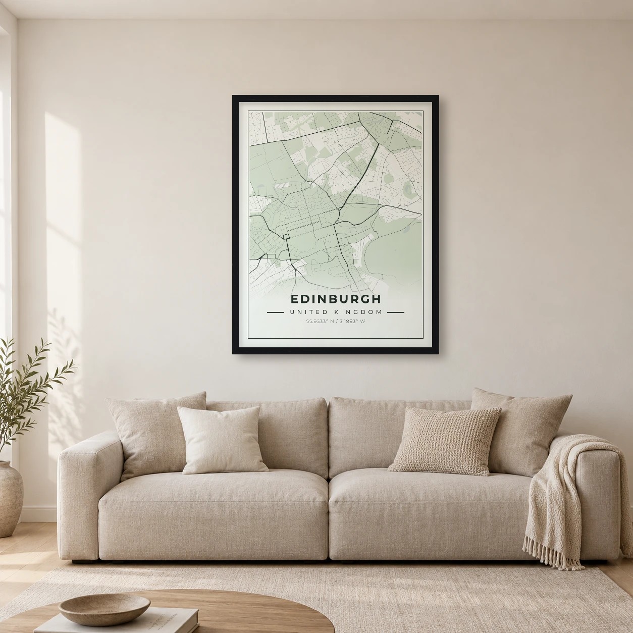 Edinburgh Sage map print in a room