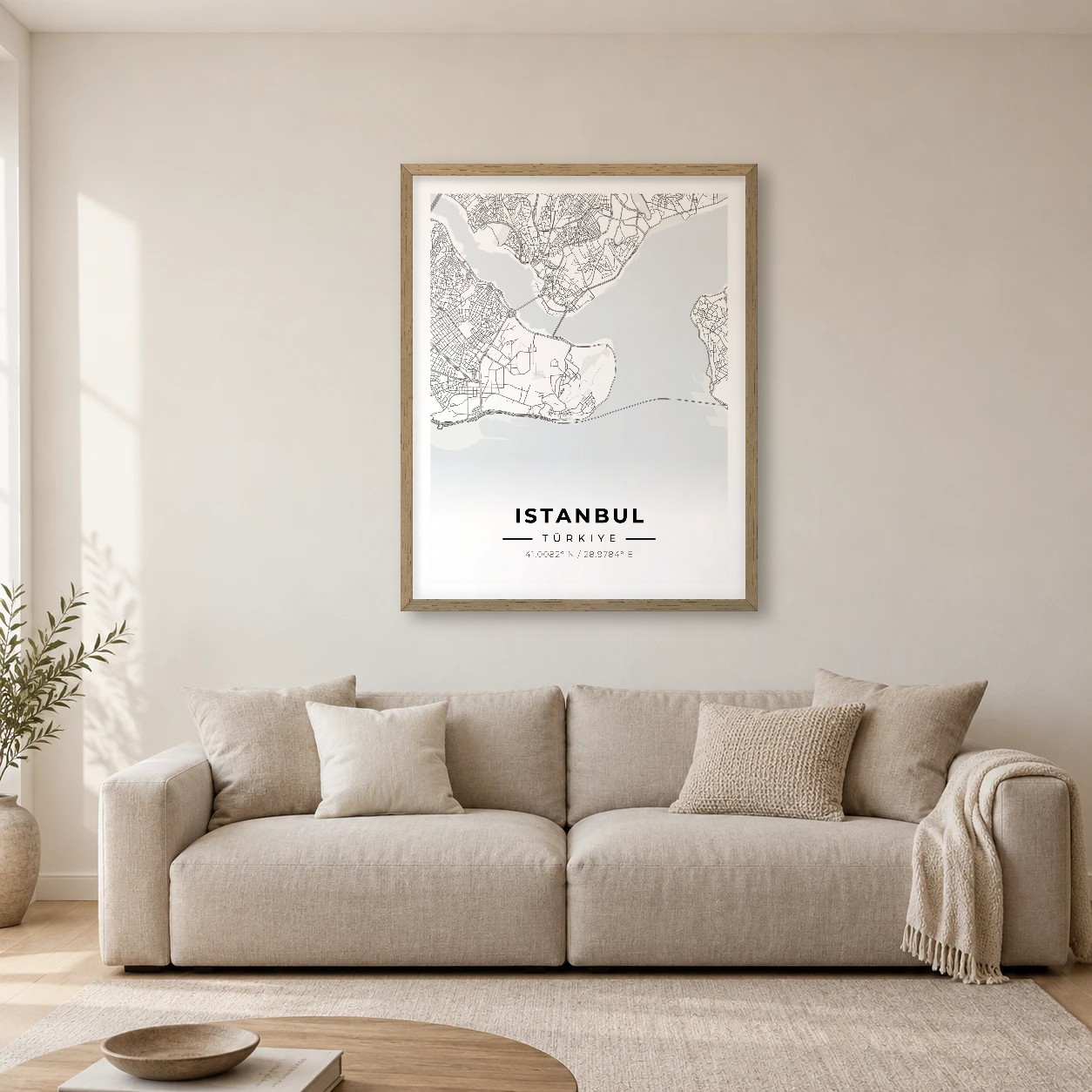 Istanbul Atlas map print, framed city wall art