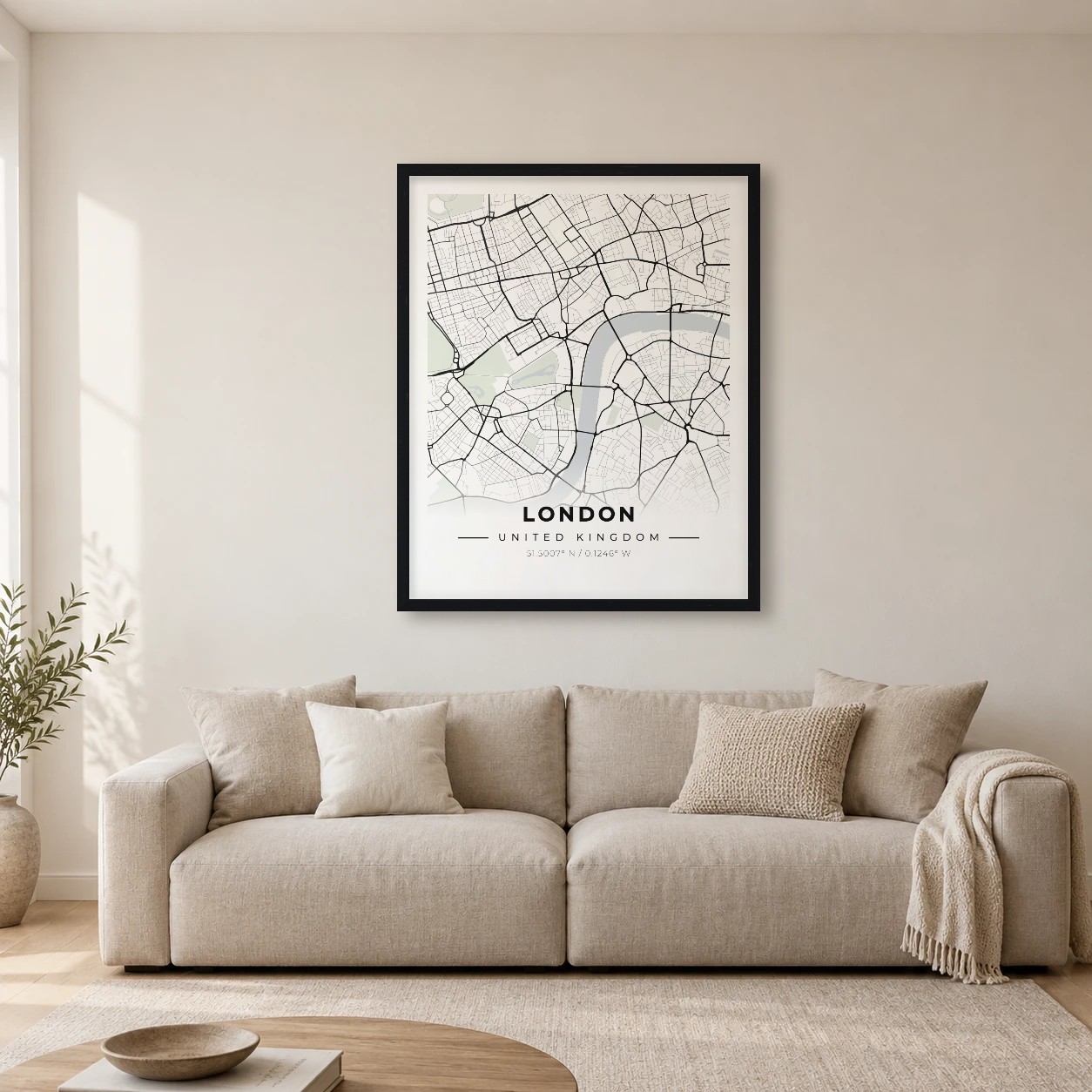 London Classic map print, framed city wall art