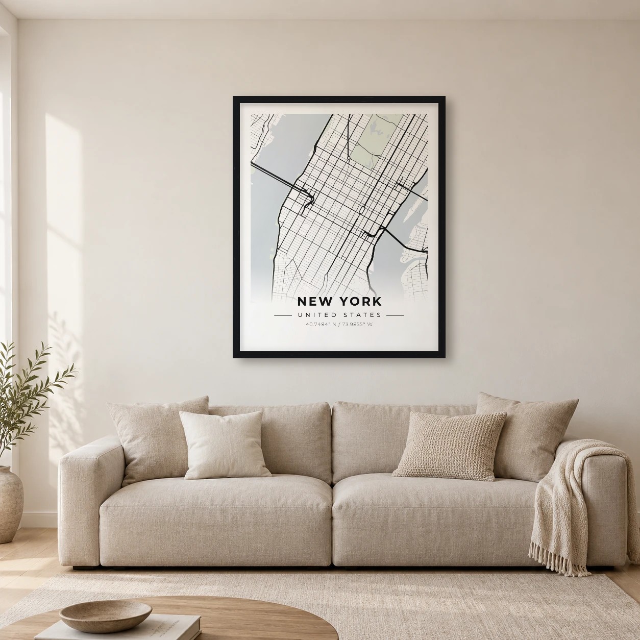 New York Classic map print, framed city wall art