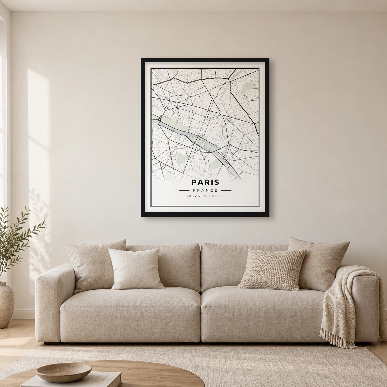 Paris Classic map print in a room