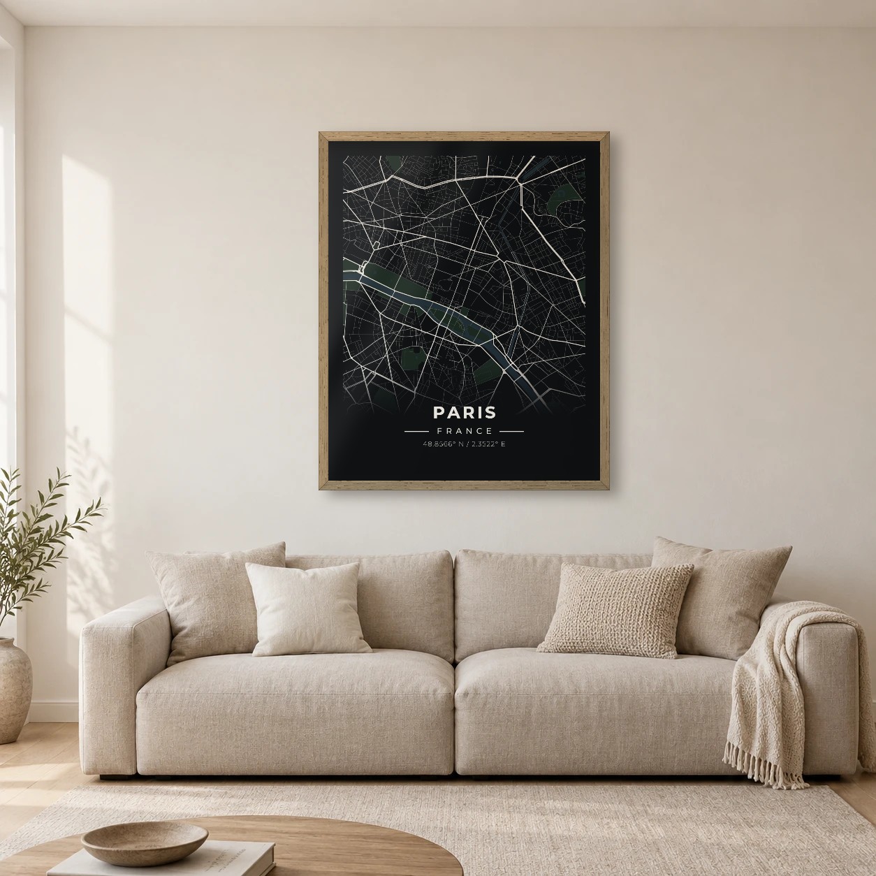 Paris Midnight map print in a room