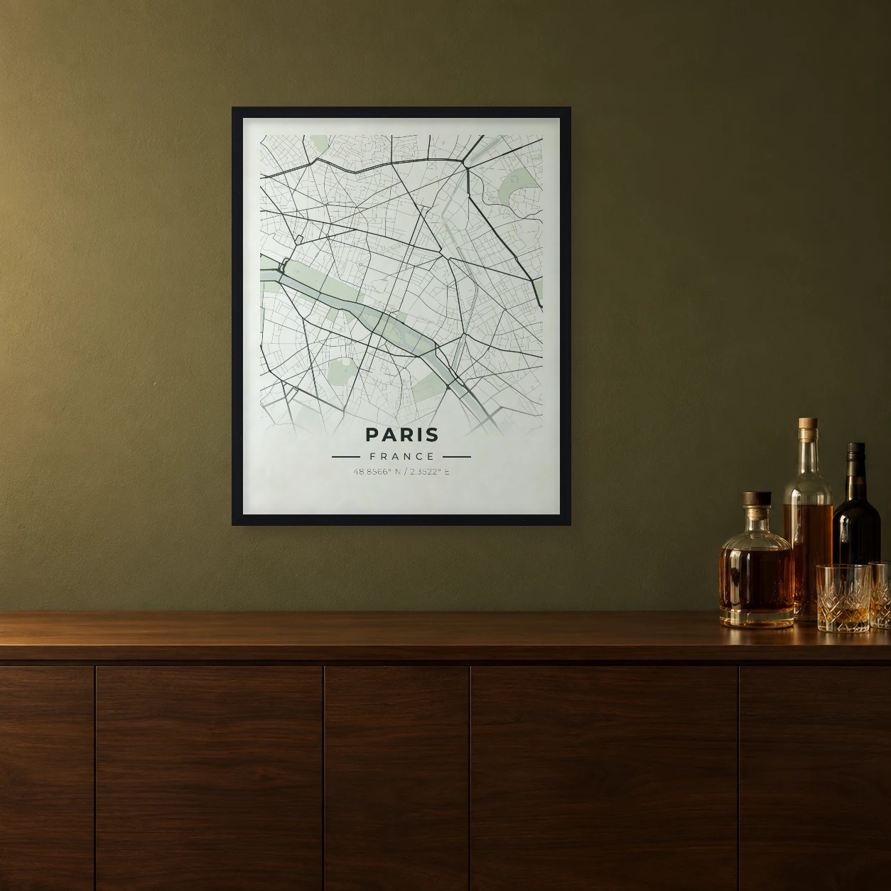 Paris Sage map framed on a wall