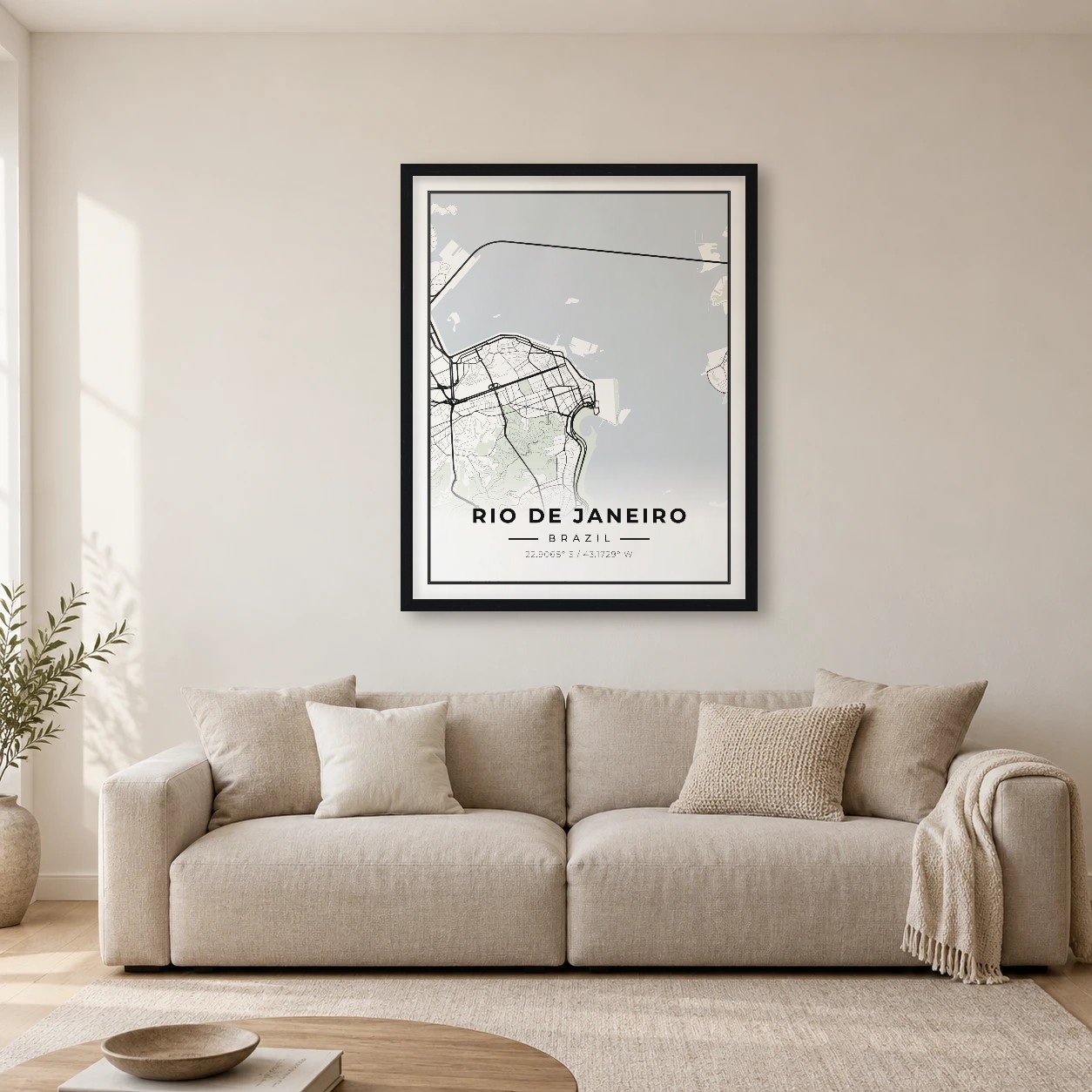 Rio de Janeiro Classic map print in a room