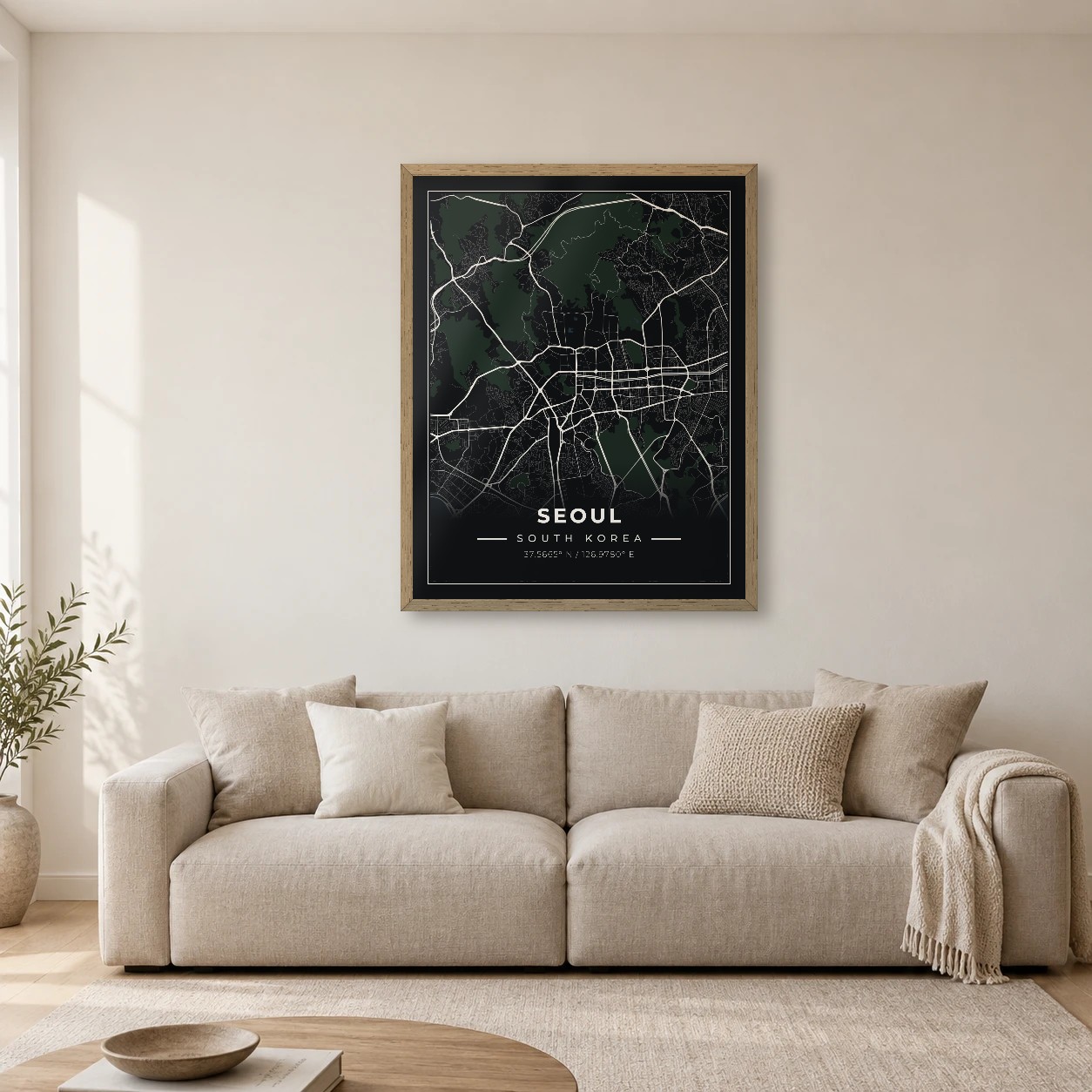 Seoul Midnight map print in a room
