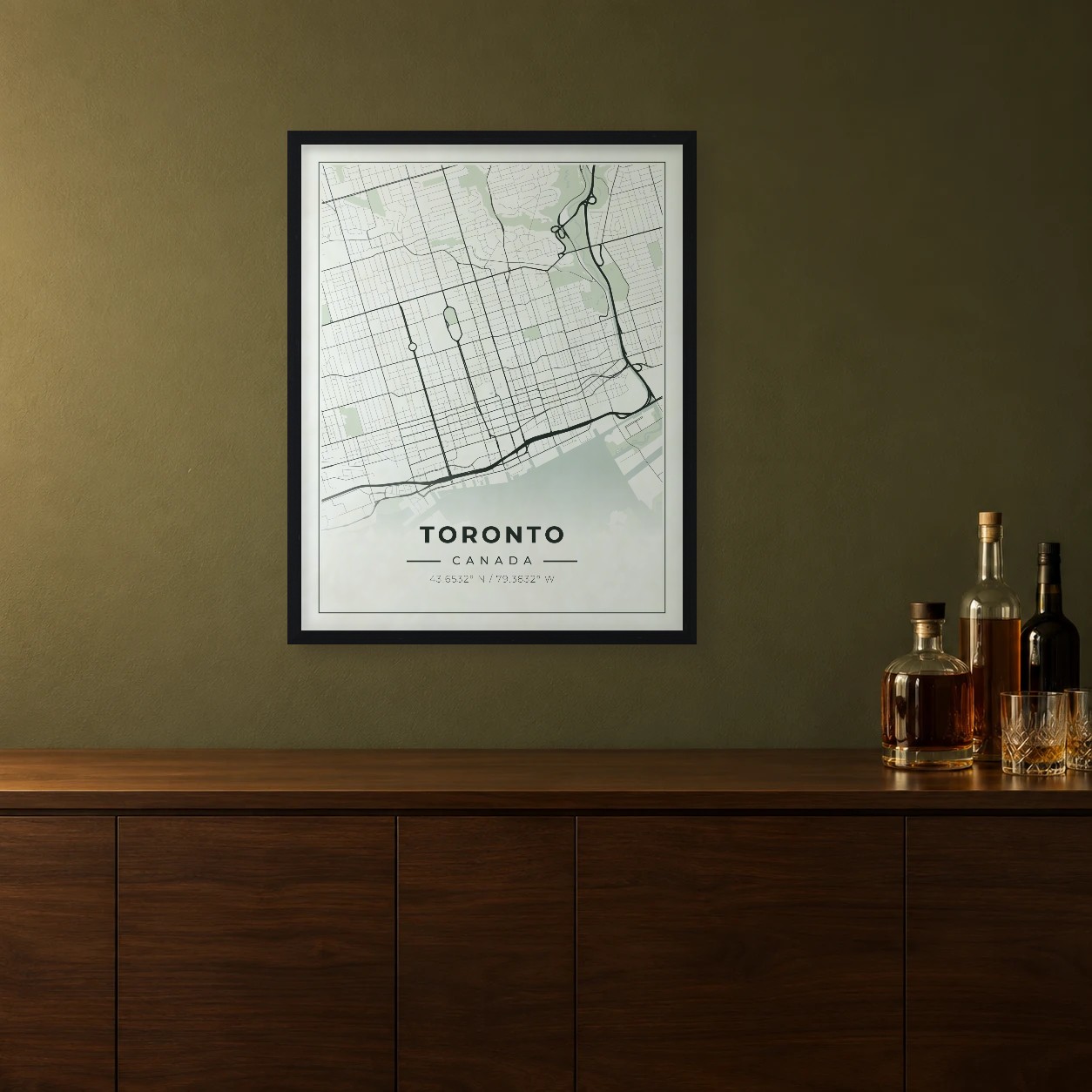 Toronto Sage map framed on a wall