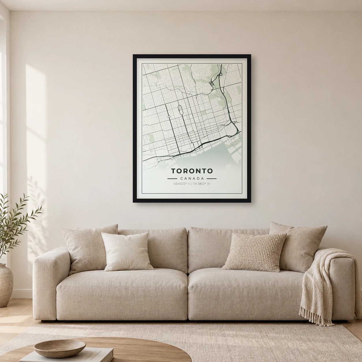 Toronto Sage map print in a room