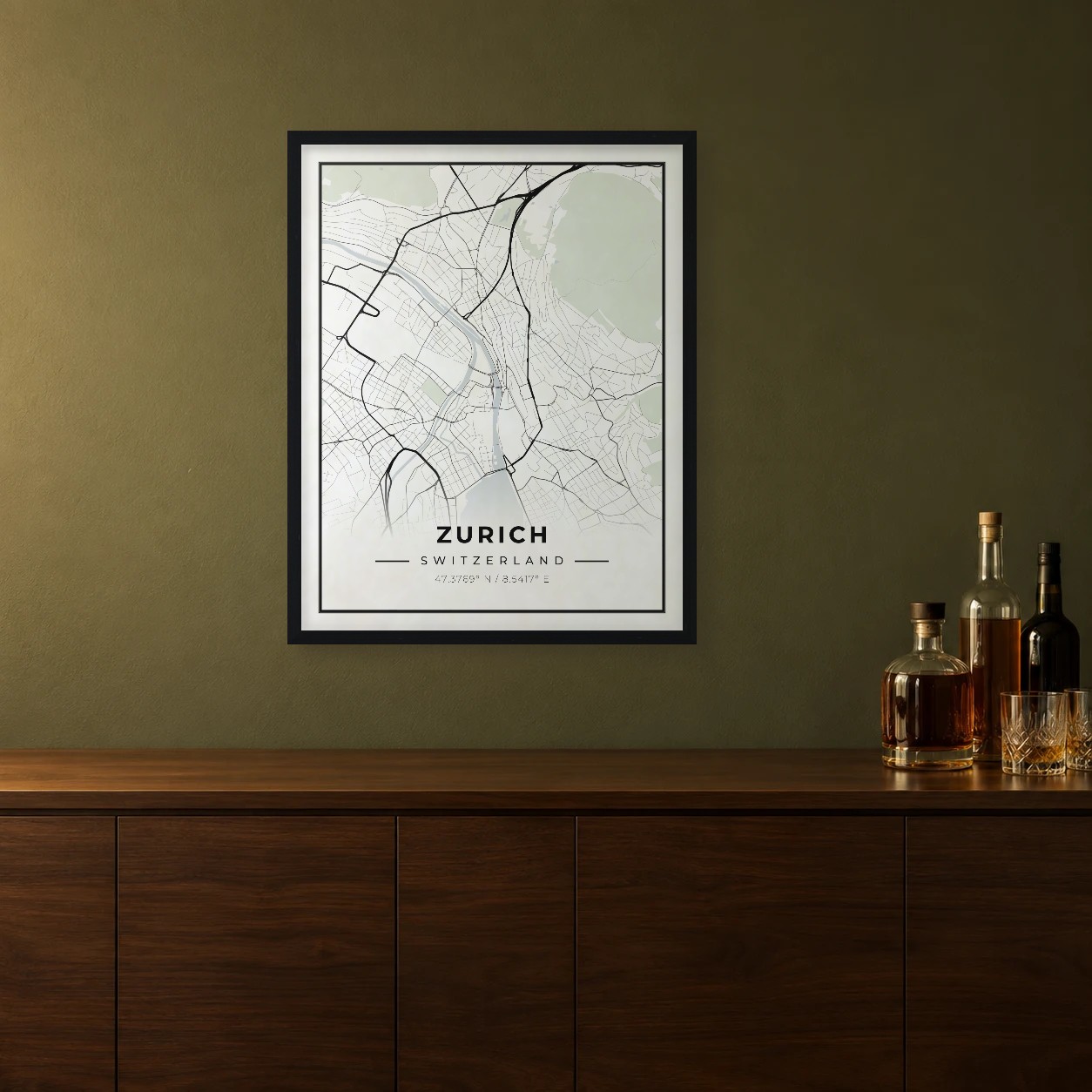 Zurich Classic map framed on a wall