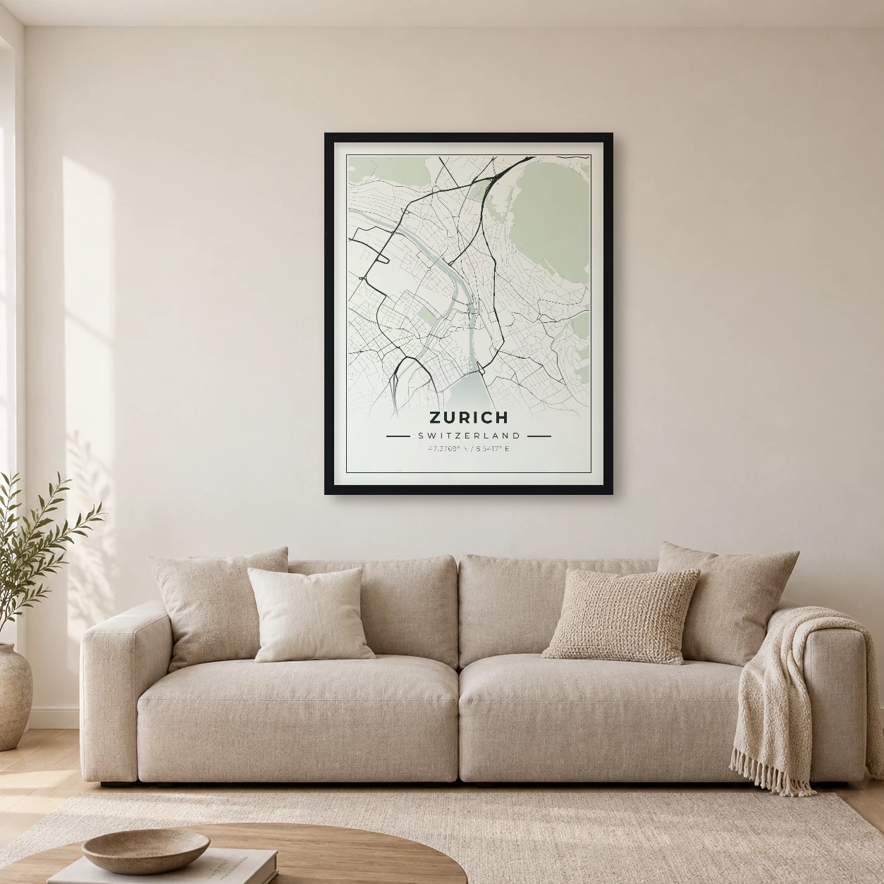 Zurich Sage map print in a room